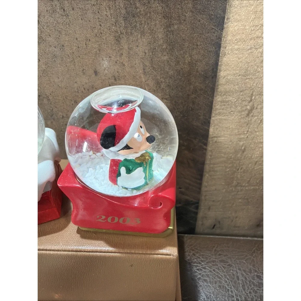 Lot of 4 Vintage Disney JCPenney Mickey Mouse Christmas Miniature Snow Globes